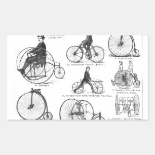 Pegatina Rectangular Bicicleta de rueda alta Penny Farthing