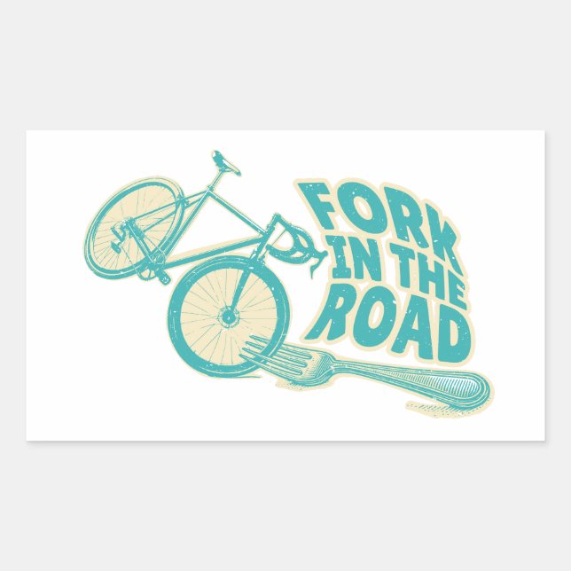 Pegatina Rectangular Bicicleta Fork in the road Funny (Anverso)