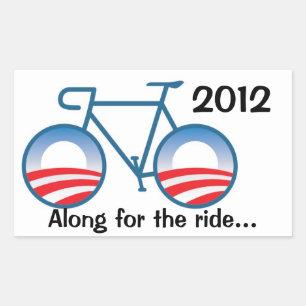 Pegatina Rectangular Bicicleta Obama 2012 - A la vuelta...