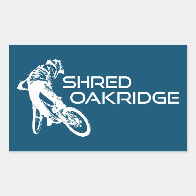 Pegatina Rectangular Bicicleta Shred Oakridge Oregon Mountain (Anverso)