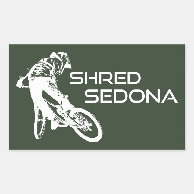 Pegatina Rectangular Bicicleta Shred Sedona Arizona (Anverso)
