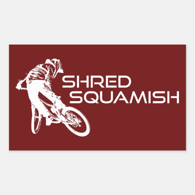 Pegatina Rectangular Bicicleta Shred Squamish Mountain (Anverso)