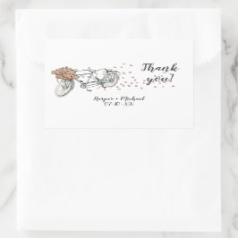 Pegatina Rectangular bicicleta tándem de color agua gracias