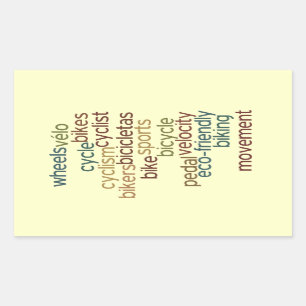 Pegatina Rectangular bicycle word cloud