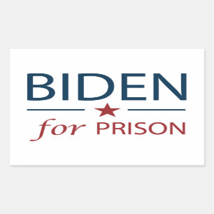 Pegatina Rectangular Biden A Prisión   Anti Joe Biden   Lema   Cant