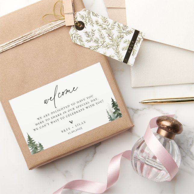 Pegatina Rectangular Bienvenida a los Pines Forestales Silvestres (Regalar)