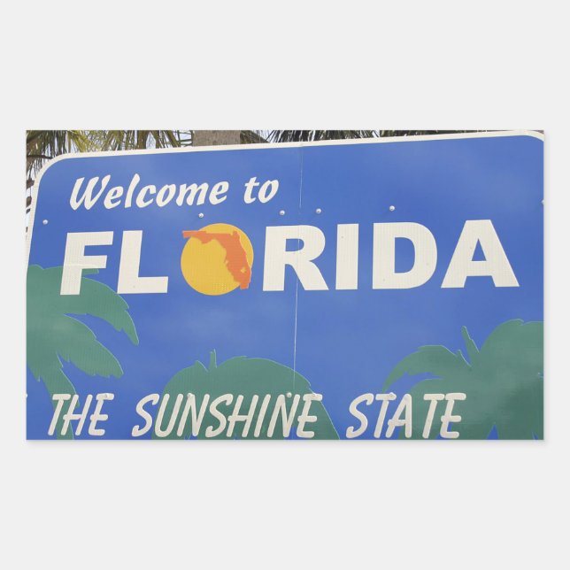 Pegatina Rectangular Bienvenido al cartel de Florida (Anverso)