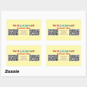Pegatina Rectangular BIENVENIDOS al código QR del Personalizado de Veci