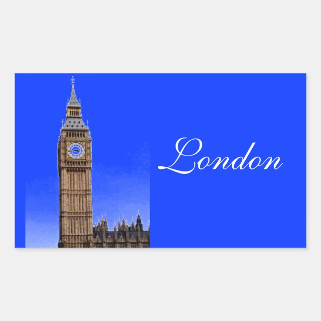 Pegatina Rectangular Big Ben - Londres (Anverso)