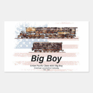 Pegatina Rectangular Big Boy Vintage Steam Train American Locomotive