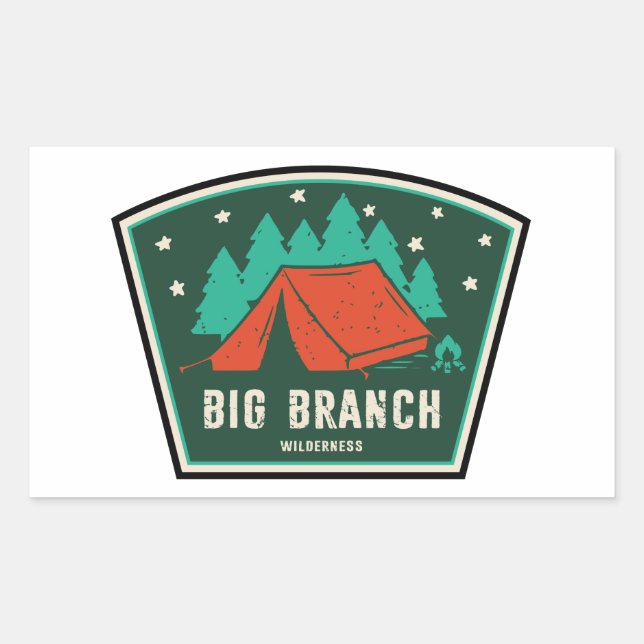 Pegatina Rectangular Big Branch Wilderness Vermont Camping (Anverso)