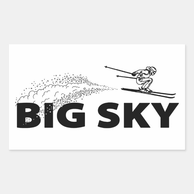 Pegatina Rectangular Big Sky Resort Montana Ski Jumper (Anverso)