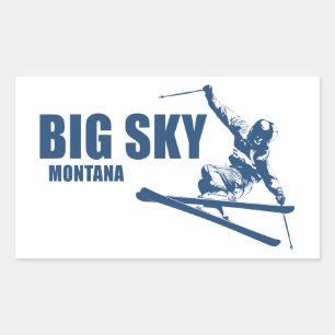 Pegatina Rectangular Big Sky Resort Montana Skier