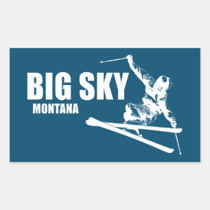Pegatina Rectangular Big Sky Resort Montana Skier