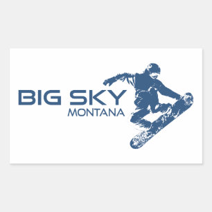 Pegatina Rectangular Big Sky Resort Montana Snowboarder