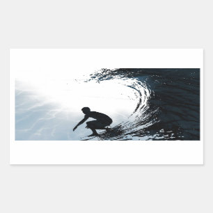 Pegatina Rectangular Big Wave Surfer