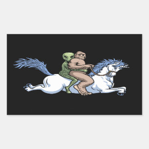 Pegatina Rectangular Bigfoot, extranjero, unicornio