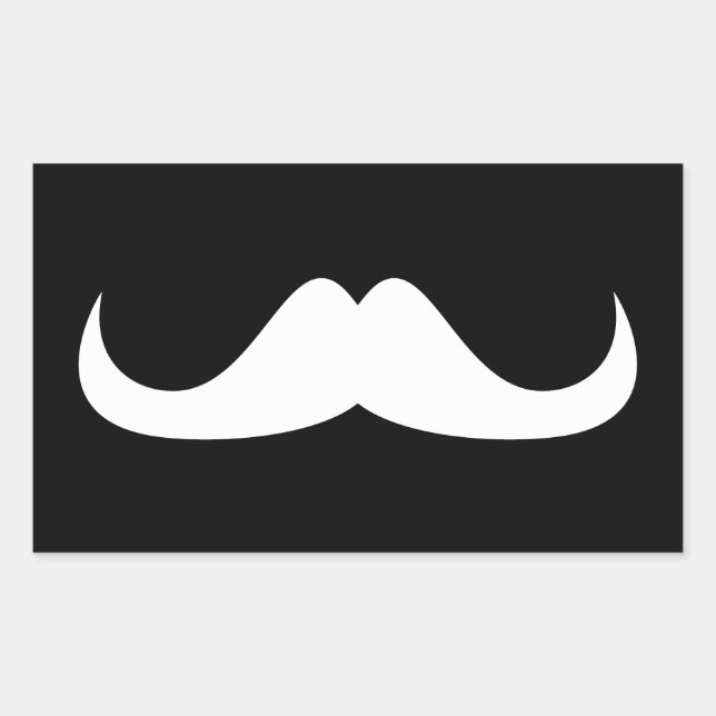 Pegatina Rectangular bigote de Guay White Handlebar en negro (Anverso)