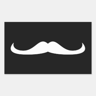 Pegatina Rectangular bigote de Guay White Handlebar en negro