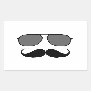 Pegatina Rectangular bigote y vidrios