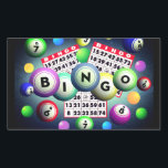 Pegatina Rectangular Bingo<br><div class="desc">Bingo design loaded with colorful bingo balls and bingo playing cards</div>