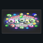 Pegatina Rectangular Bingo<br><div class="desc">Bingo design loaded with colorful bingo balls and bingo playing cards</div>
