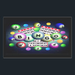 Pegatina Rectangular Bingo<br><div class="desc">Bingo design loaded with colorful bingo balls and bingo playing cards</div>