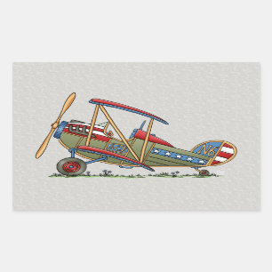 Pegatina Rectangular Biplano lindo