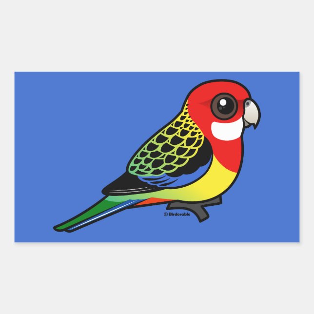Pegatina Rectangular Birdorable Eastern Rosella (Anverso)