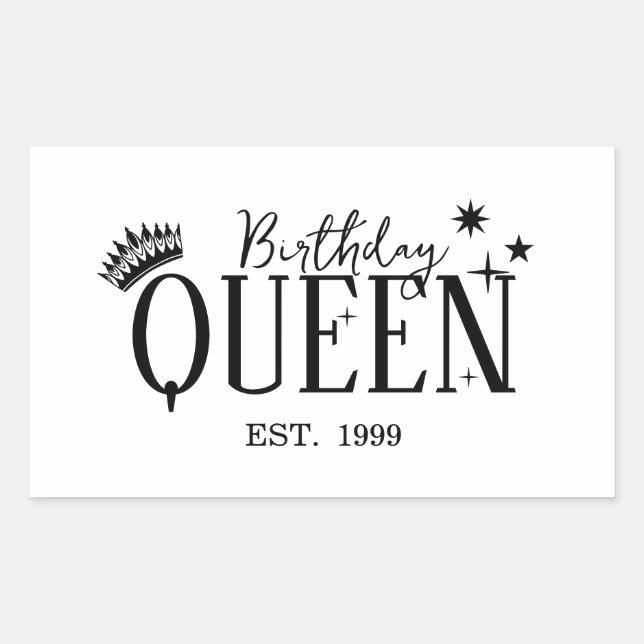 Pegatina Rectangular Birthday queen (Anverso)