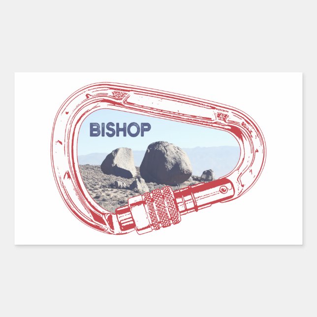 Pegatina Rectangular Bishop Climbing Carabiner (Anverso)