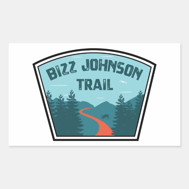 Pegatina Rectangular Bizz Johnson Trail (Anverso)