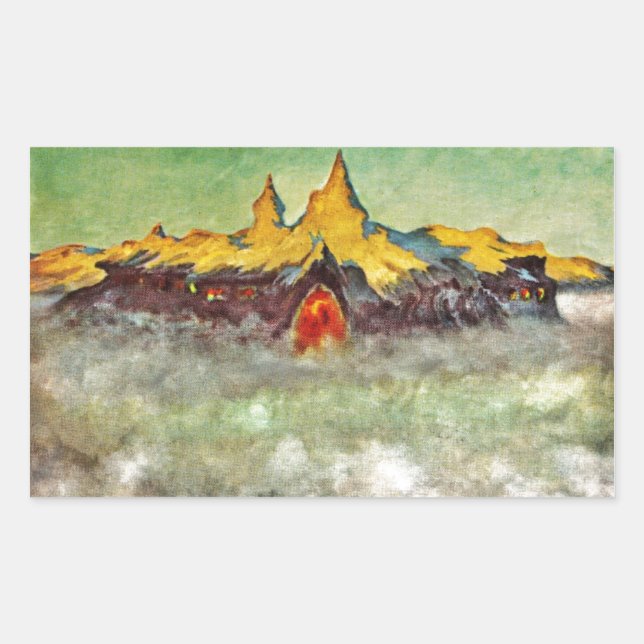 Pegatina Rectangular Bjerg - Montaña Troll (Anverso)