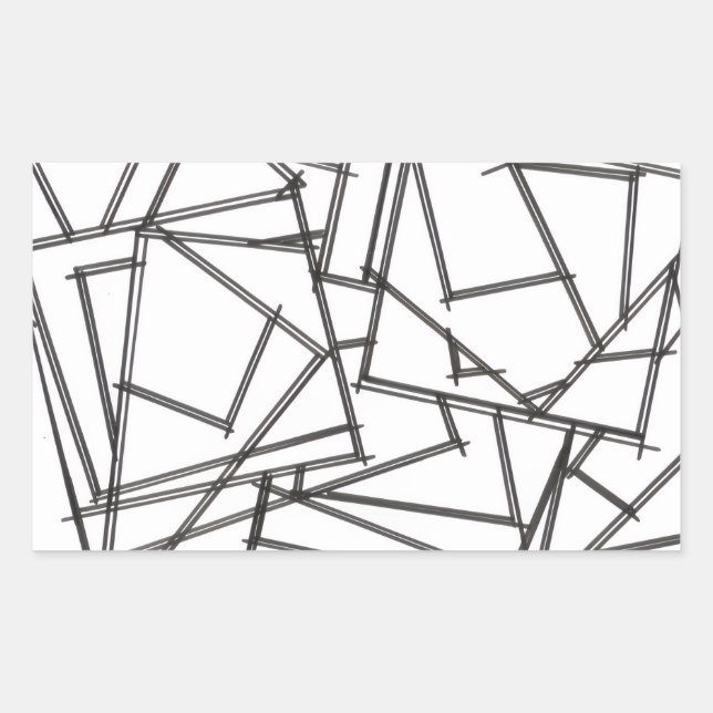 Pegatina Rectangular Black And White Geometric-Modern Minimalist (Anverso)