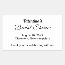 Pegatina Rectangular Black and White Typography Bridal Shower