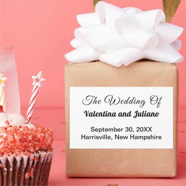 Pegatina Rectangular Black and White Wedding Rectangle Sticker (Fiesta)