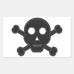 Pegatina Rectangular Black Felt Skull
