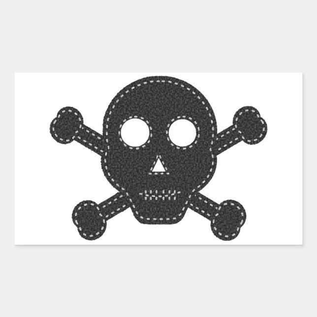 Pegatina Rectangular Black Felt Skull (Anverso)