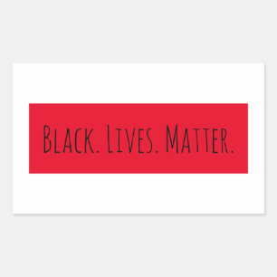 Pegatina Rectangular Black Lives Matter de moda con fondo rojo