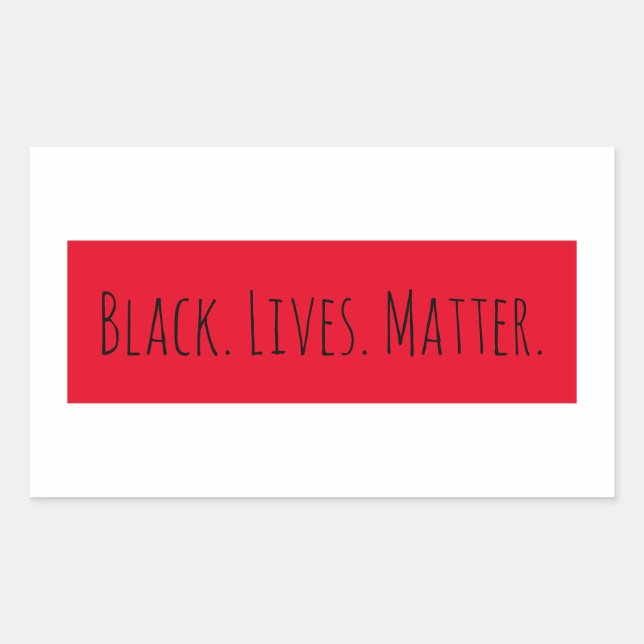 Pegatina Rectangular Black Lives Matter de moda con fondo rojo (Anverso)