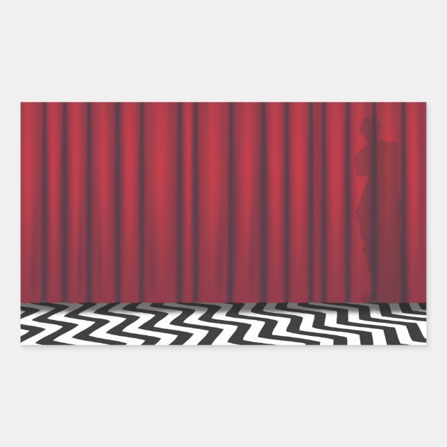 Pegatina Rectangular Black Lodge Red Room (Anverso)
