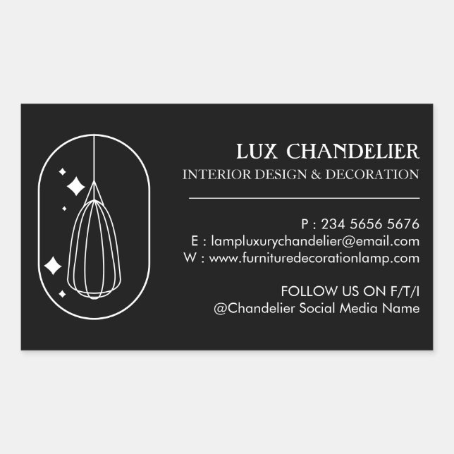 Pegatina Rectangular Black Modern Furniture Light Chandelier Lamp (Anverso)