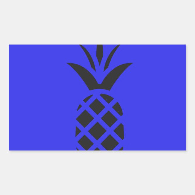 Pegatina Rectangular Black Pine Apple en azul (Anverso)
