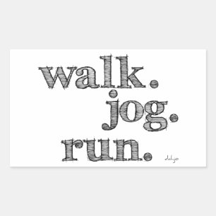Pegatina Rectangular BLACK WALK JOG RUN (fuente SHADED)