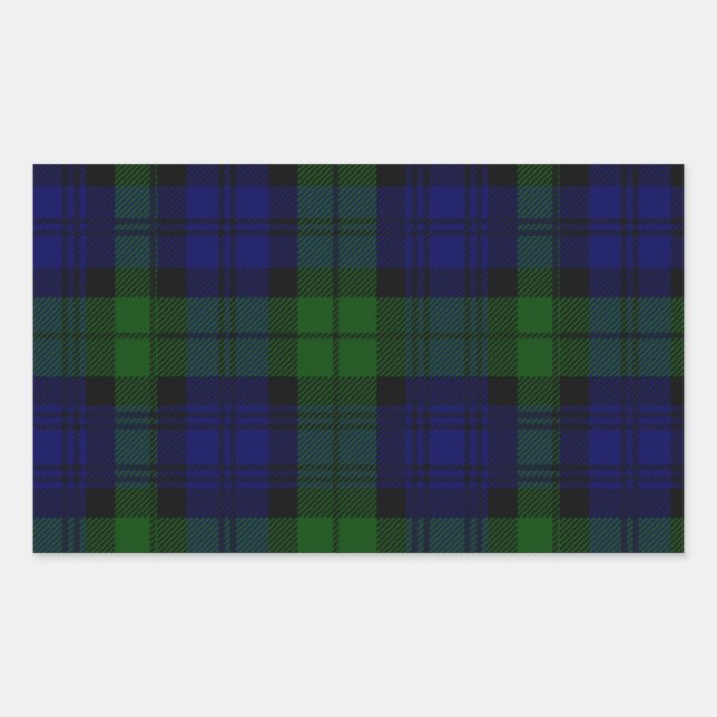 Pegatina Rectangular Black Watch Tartan Blue Green Plage (Anverso)