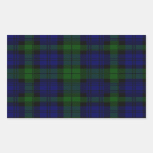 Pegatina Rectangular Black Watch Tartan Blue Green Plage