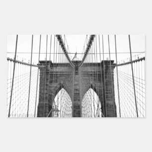 Pegatina Rectangular Black White Brooklyn Bridge Nueva York