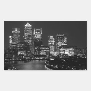 Pegatina Rectangular Black White London City Night Travel Reino Unido