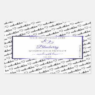 Pegatina Rectangular Black White Word Cloud Product Labels Blue Hearts