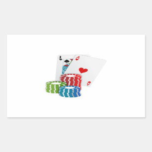 Pegatina Rectangular Blackjack con fichas de póker